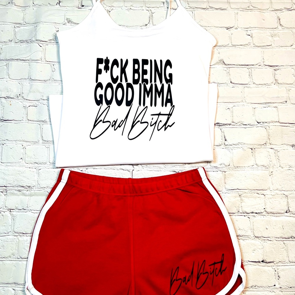 F BEING GOOD SPAGHETTI STRAP TANK SHORT SET